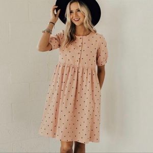Roolee pink polka dot dress